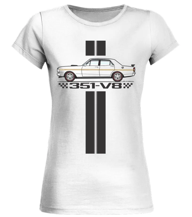 1971-72 XY GTHO Multi-Color Body Option Apparel 2 Camiseta cuello redondo Mujer