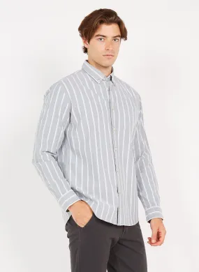 Camisa de mezcla de algodón con cuello americano en verde