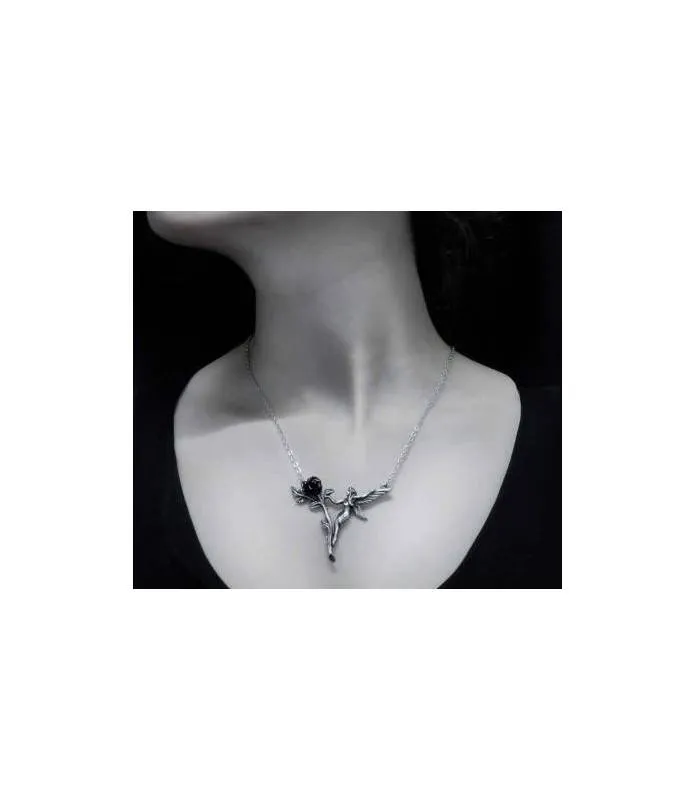 Collar choker hada y rosa negra Faerie Glade black rose necklace Alchemy