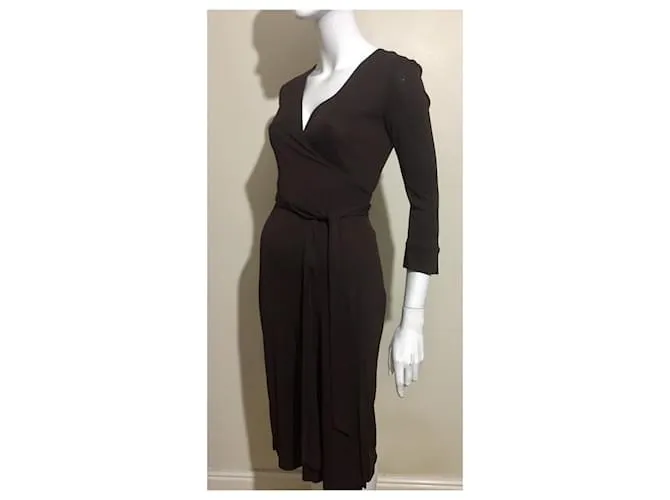 Diane Von Furstenberg Vestido cruzado vintage original de DvF Castaño Chocolate 