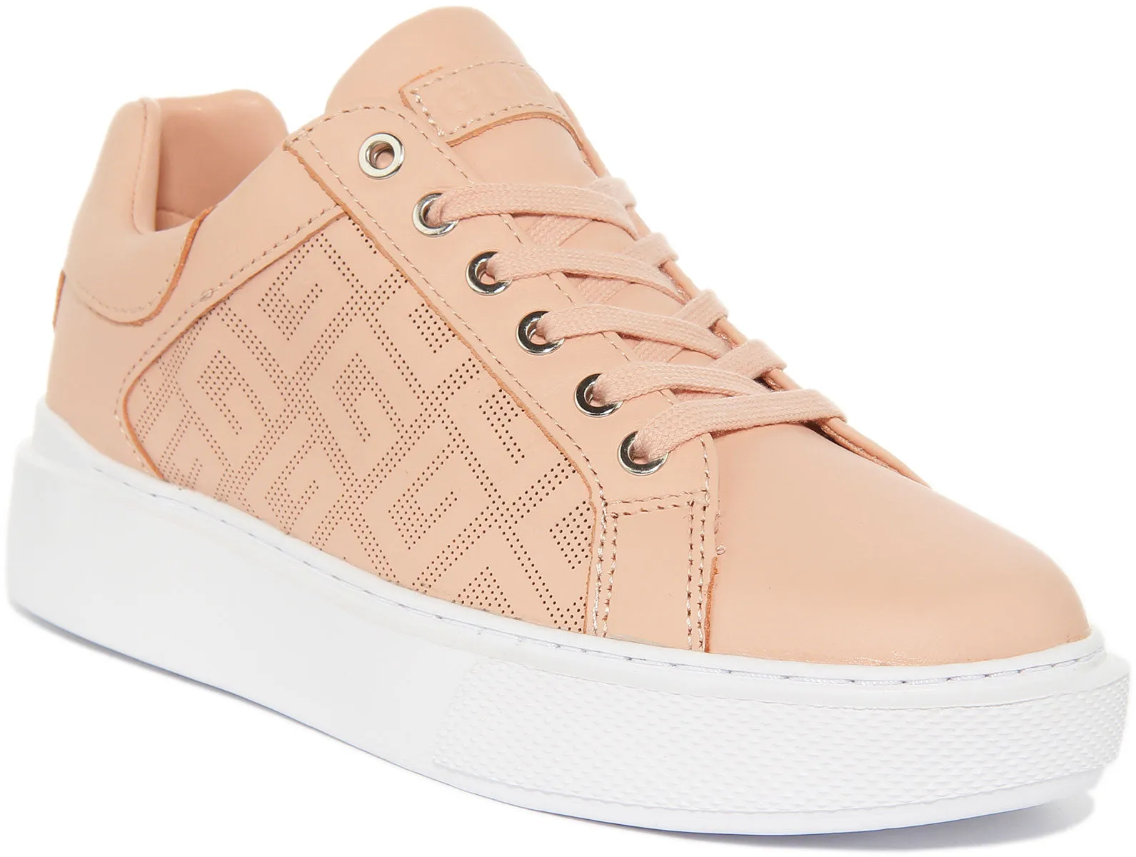 Guess Ivee Zapatillas de cuero con cordones para mujer en rosa