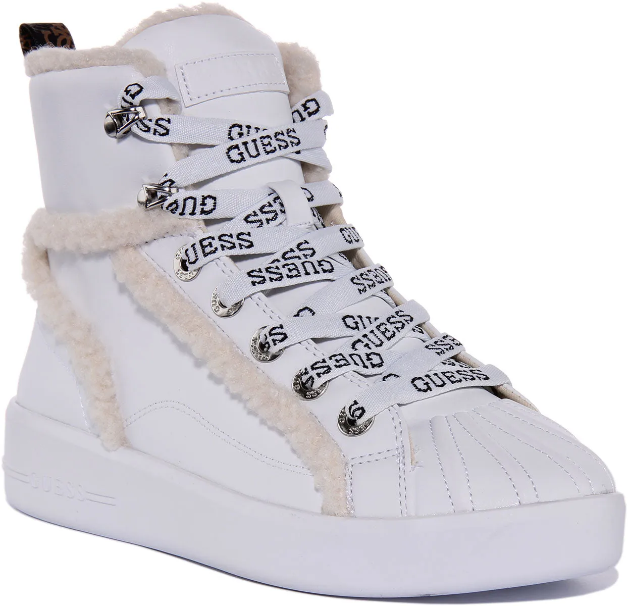 Guess Ramsi Zapatillas de cuero sintético con cordones para mujer en negro