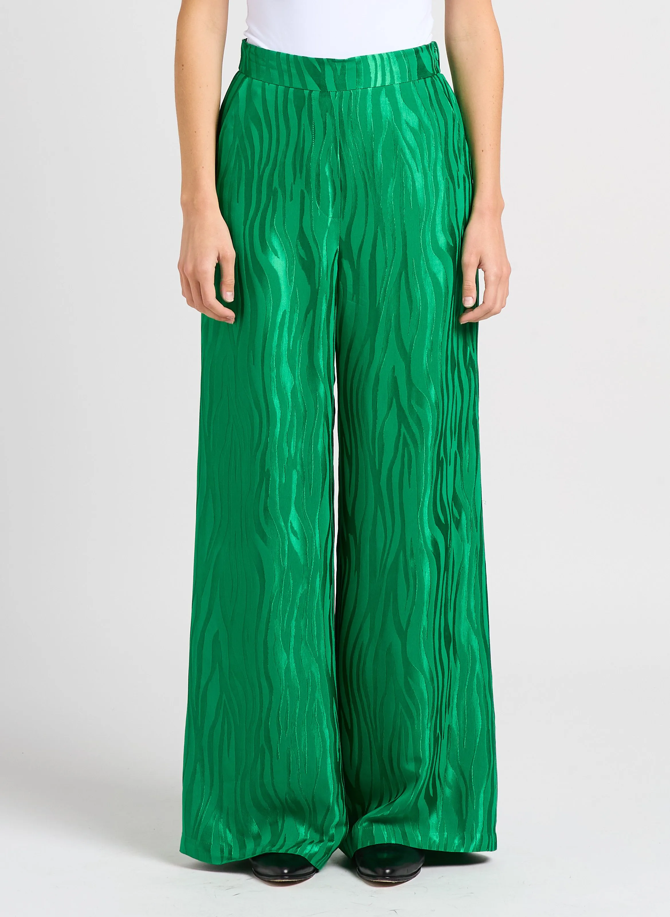 JUMBO - Pantalón ancho de jacquard en verde