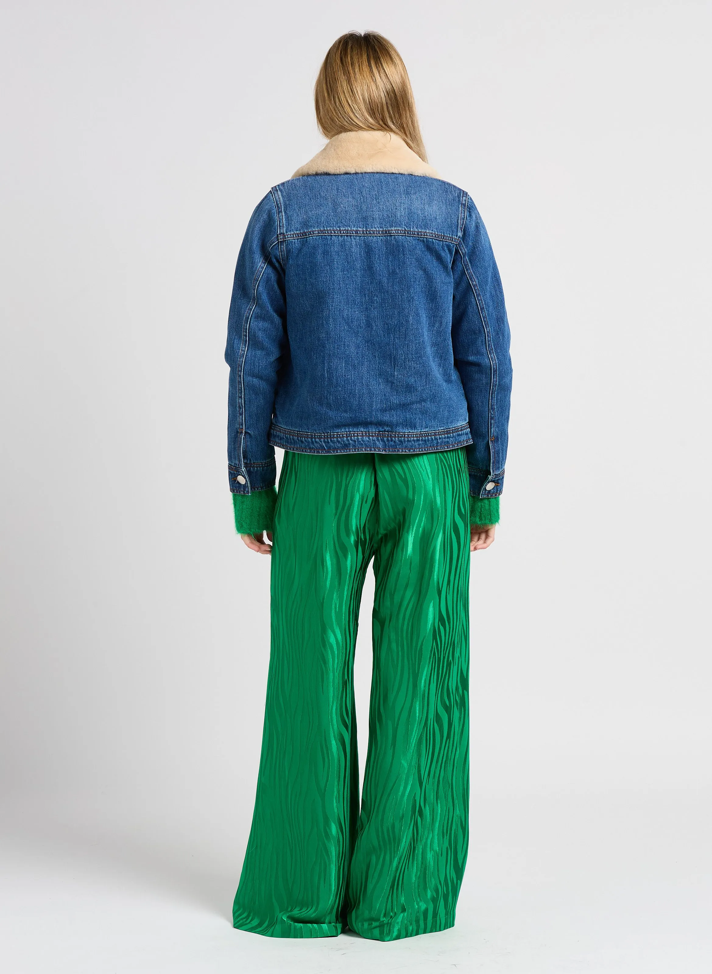 JUMBO - Pantalón ancho de jacquard en verde