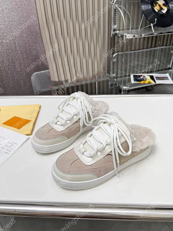 Lous Open Back Sneaker Diseñador Entrenamiento moral Media zapatilla Clásico Hombre Mujer Ocio Baotou Zapatillas Lujo Cuero de v