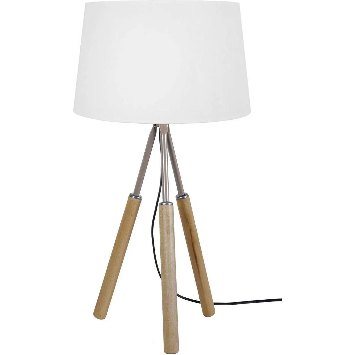 Lámpara de Mesa redondo madera natural, topo y blanco