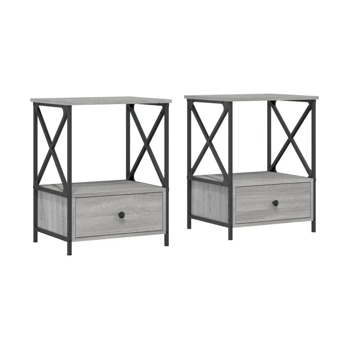 Mesita de noche 2 uds madera ingeniería gris Sonoma 50x41x65