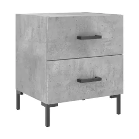 Mesita de noche madera ingeniería gris hormigón 40x35x47,5 cm