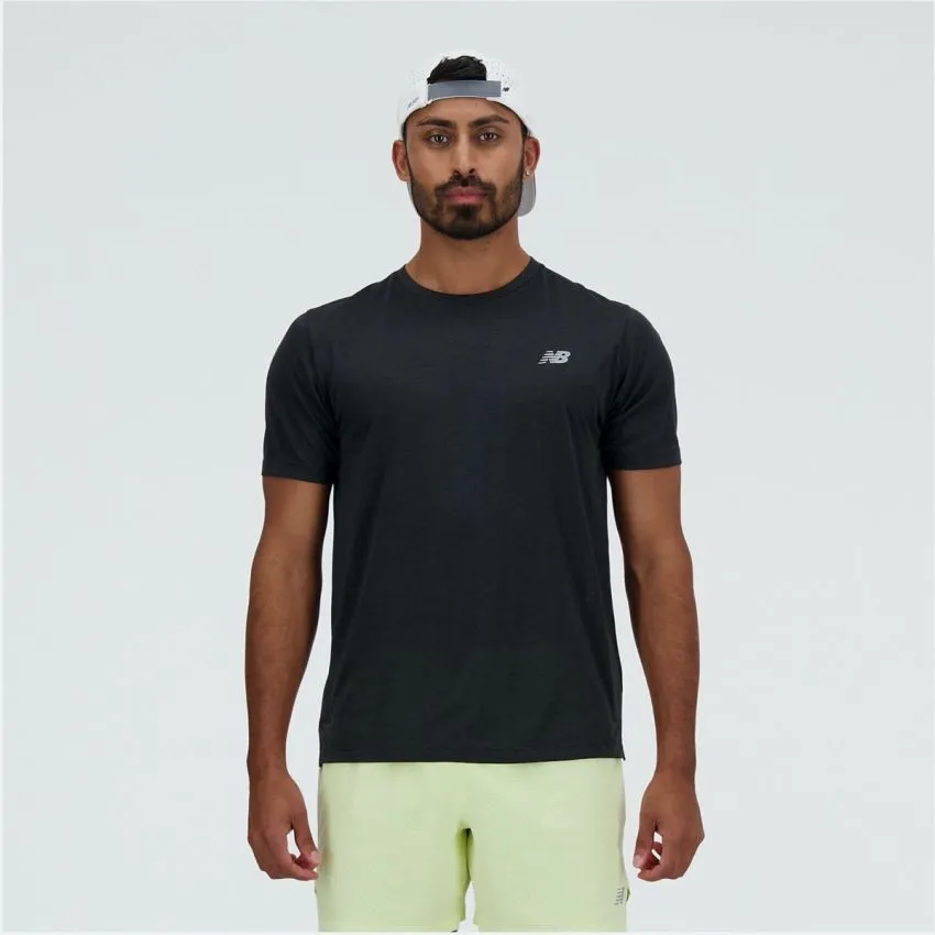 New Balance Hombre Camisetas Athletics Run T-shirt Negro 