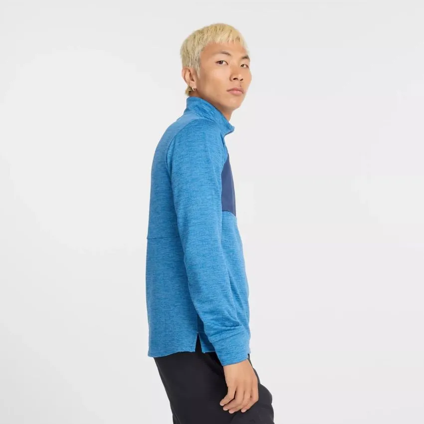 New Balance Hombre Suéteres Athletics Heat Grid 1/2 Zip Azul 