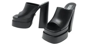 NUEVAS ZAPATILLAS PLATAFORMA VERSACE 1003320 39 DE CUERO Negro 