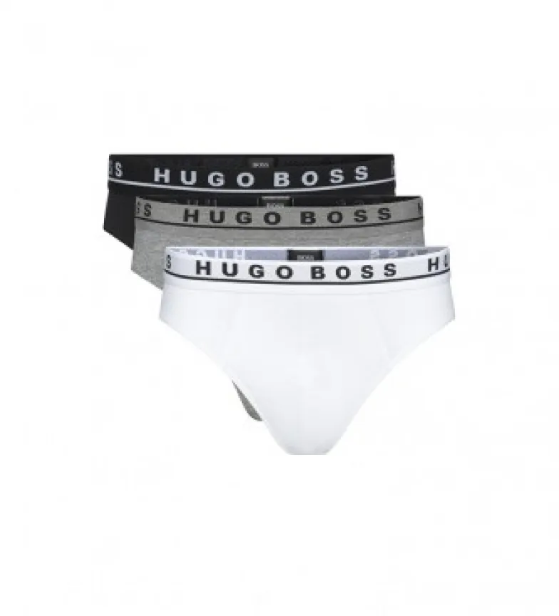 Pack de 3 Slip CO/EL 10146061 01 blanco, gris, negro
