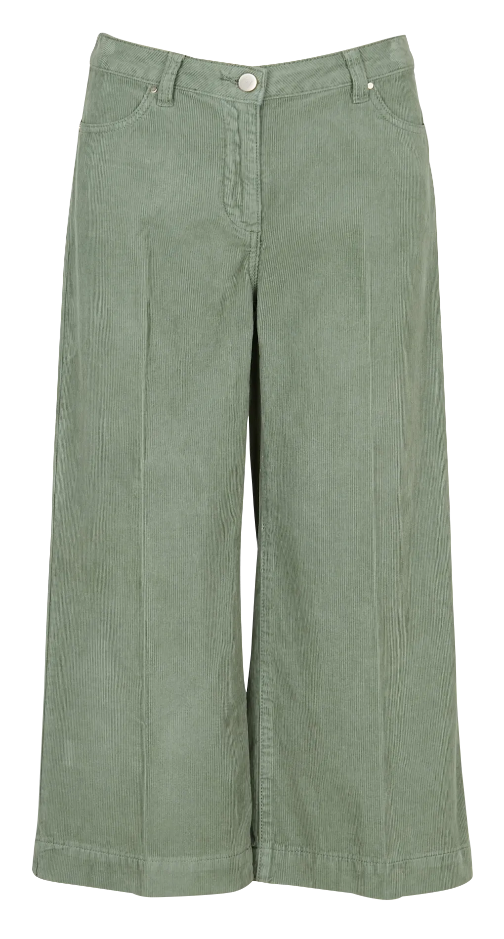 PADDY - Pantalón capri ancho de algodón en verde