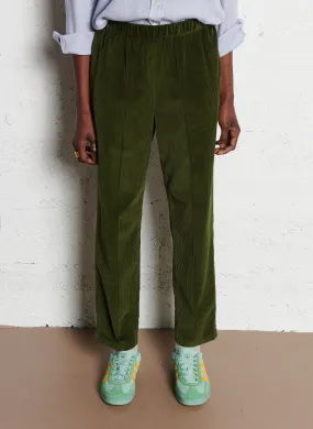 Pantalon carotte en velours de coton en verde
