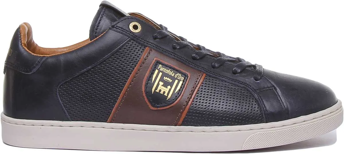 Pantofola D'oro Sorento Uomo Low Zapatillas de cuero con cordones para hombre en azul