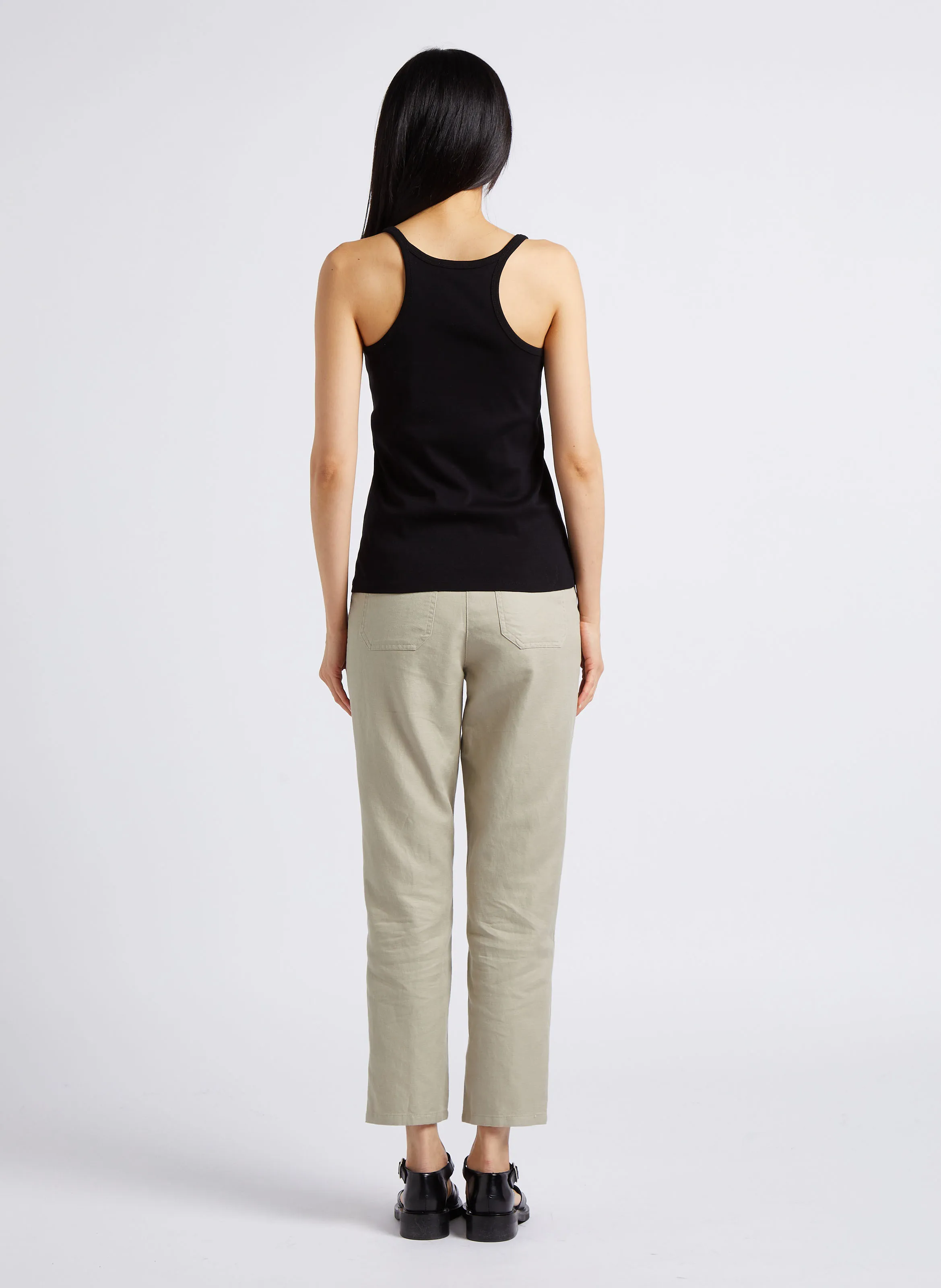 PEDRO - Pantalón chino de algodón y lino mezclado en verde