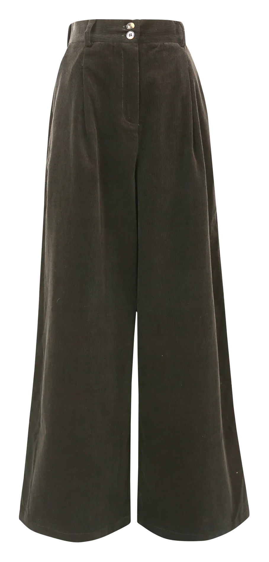 PHILO - Pantalón ancho de pana de algodón en verde