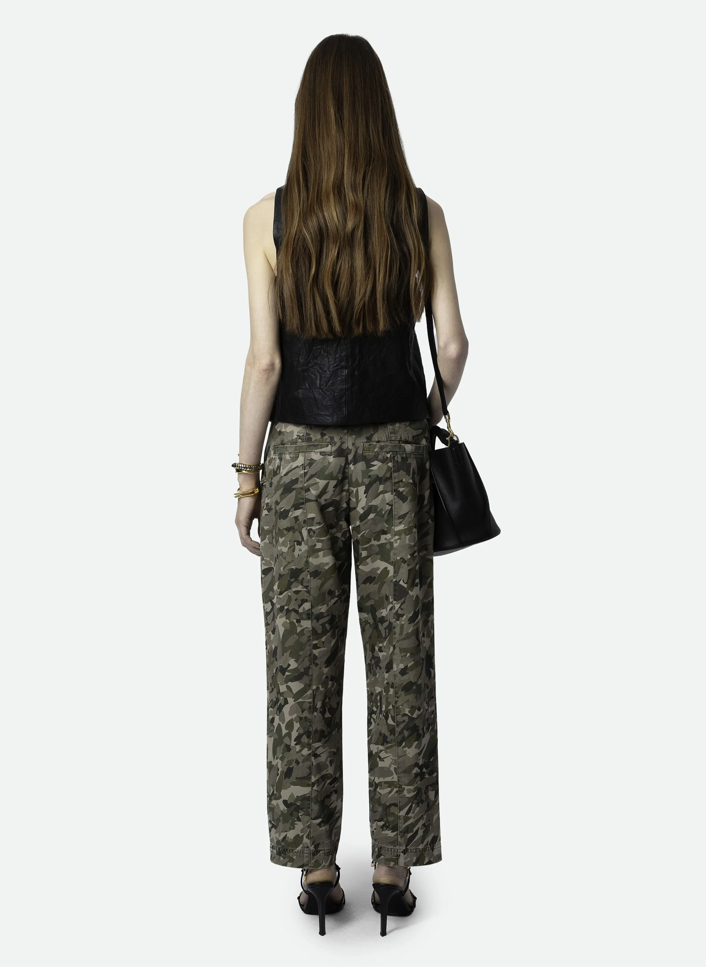 PILOTE - Pantalón recto 7/8 de algodón orgánico estampado en verde