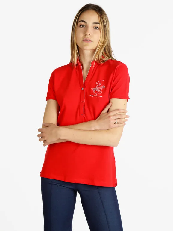 Polo Club Polo de mujer de manga corta con pedrería