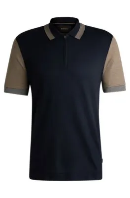 Polo de algodón y seda con detalles en contraste