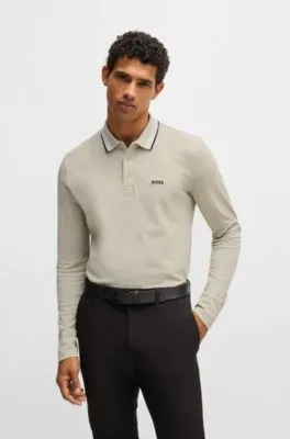 Polo de piqué de algodón con logo en contraste