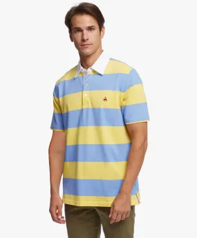 Polo de piqué elástico a rayas de rugby corte slim