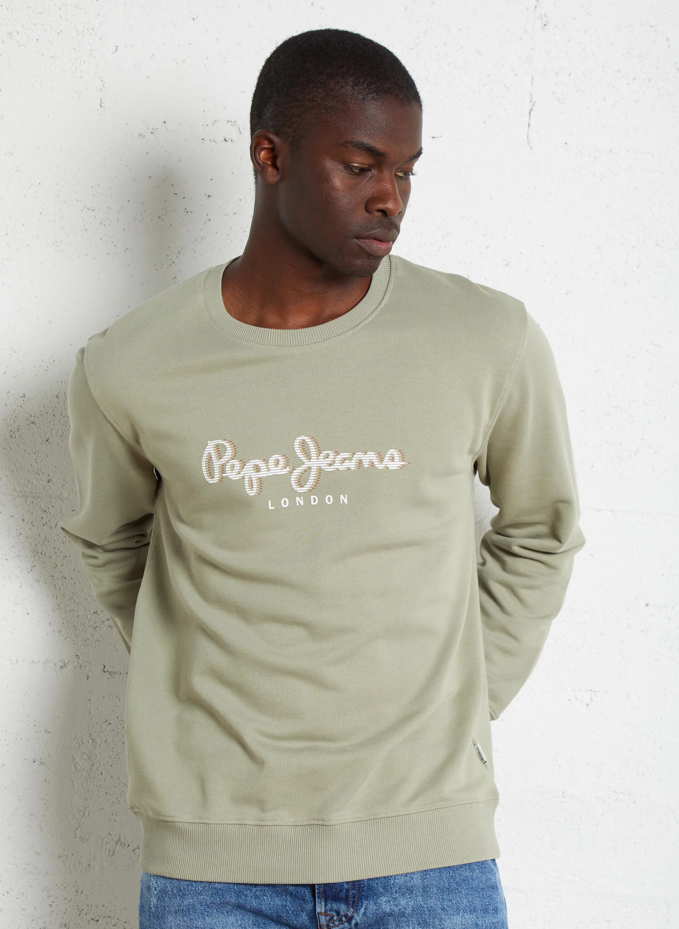 SAUL - Sudadera de cuello redondo de algodón en verde