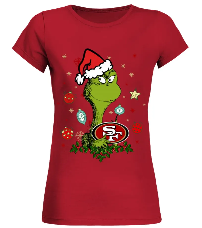 SF Grinch Face T-Shirt Camiseta cuello redondo Mujer