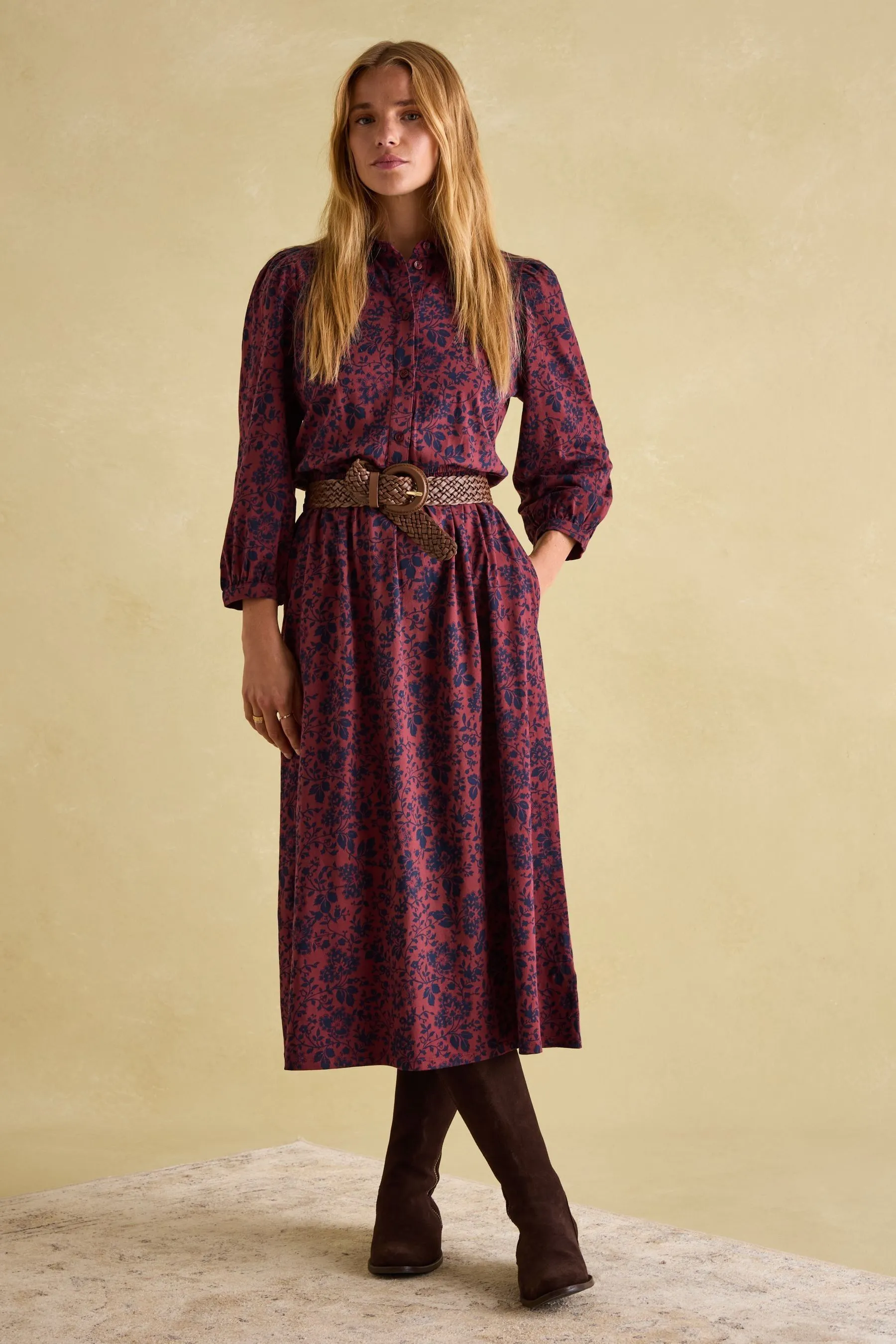 Vestido camisero de punto color avellana de Joules