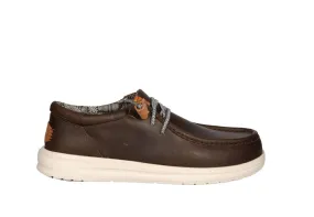 Zapato Cordon Piel Marron Cordon Elastico Gris Piso Blanco